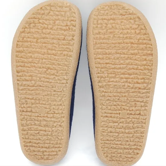 Sanita Lodge Navy Blue Slide Felt Wool Clog Slippers Size 37 EU 5.5-6 US