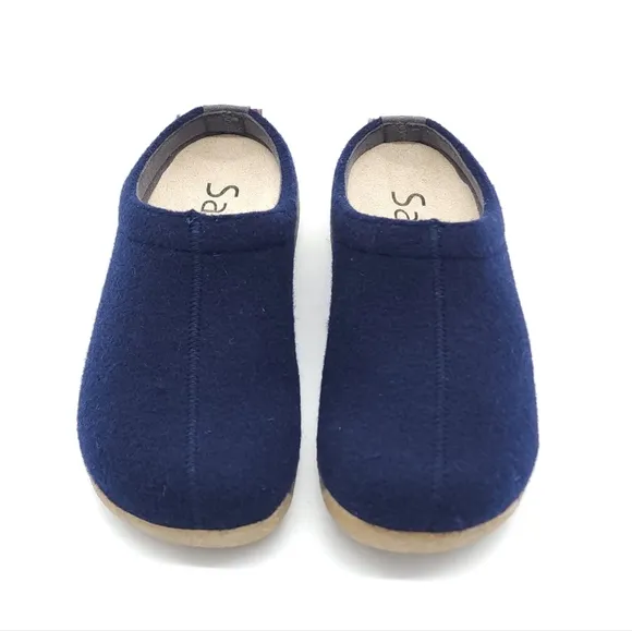 Sanita Lodge Navy Blue Slide Felt Wool Clog Slippers Size 37 EU 5.5-6 US