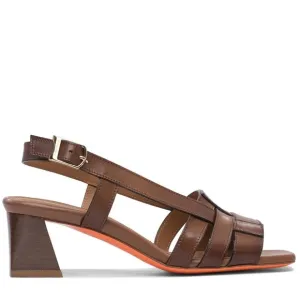 Santoni Square Toe Leather Slingback Shoes Sandals Size 37.5 US 8.5