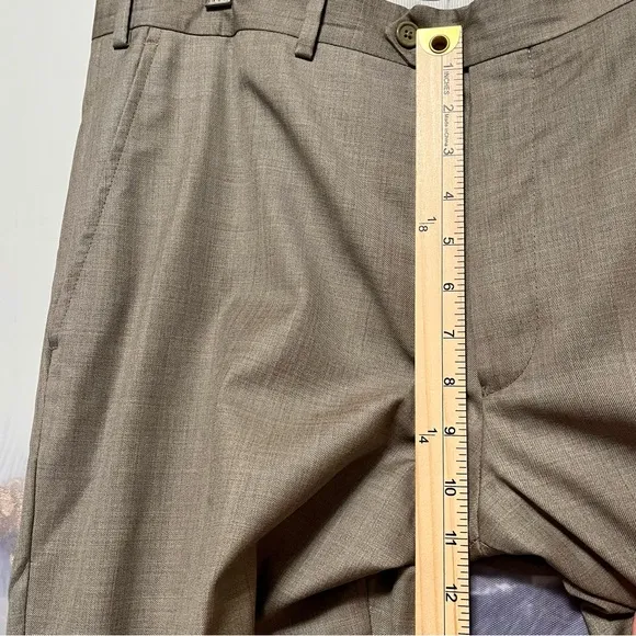 SANTORELLI Luxury Serge ROMEO Men’s 38x31 TAUPE Sharkskin Wool Dress Pants Italy