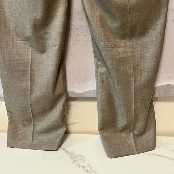 SANTORELLI Luxury Serge ROMEO Men’s 38x31 TAUPE Sharkskin Wool Dress Pants Italy