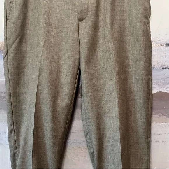 SANTORELLI Luxury Serge ROMEO Men’s 38x31 TAUPE Sharkskin Wool Dress Pants Italy