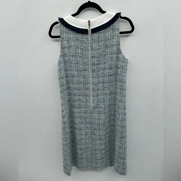 Sara Campbell blue tweed collared shift woman classic career preppy dress. NWT 8
