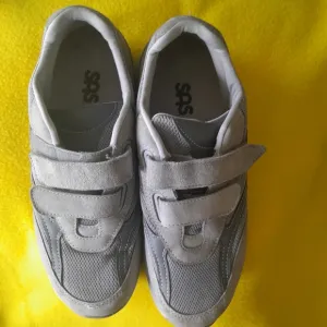 SAS Gray Sneakers with Velcro Closure and Breathable Design