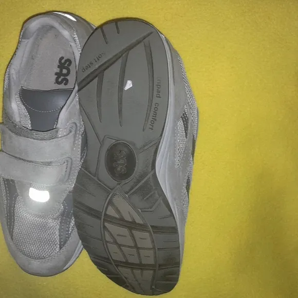 SAS Gray Sneakers with Velcro Closure and Breathable Design