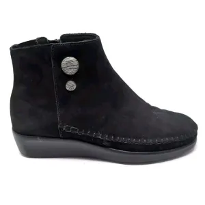 SAS Jade Boots Women's 5 W Wide Bootie Shoes Black Nubuck Moccasin Comfort Wedge