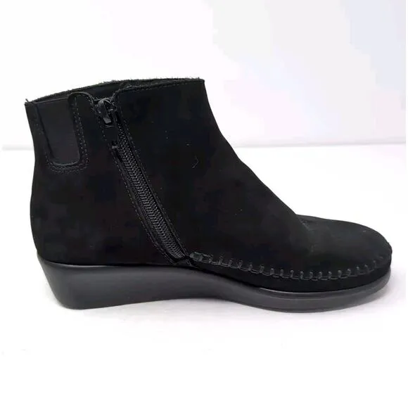 SAS Jade Boots Women's 5 W Wide Bootie Shoes Black Nubuck Moccasin Comfort Wedge