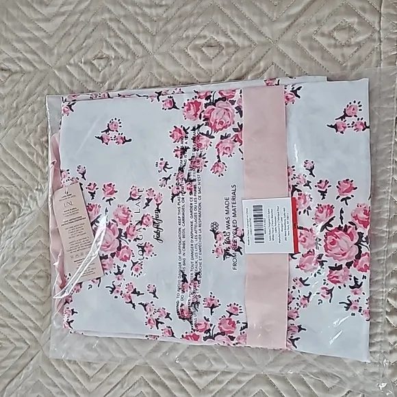 Satin Robe White Floral by Morgan Lane Size L / XL, &amp; Splendid Pink Slippers S/M