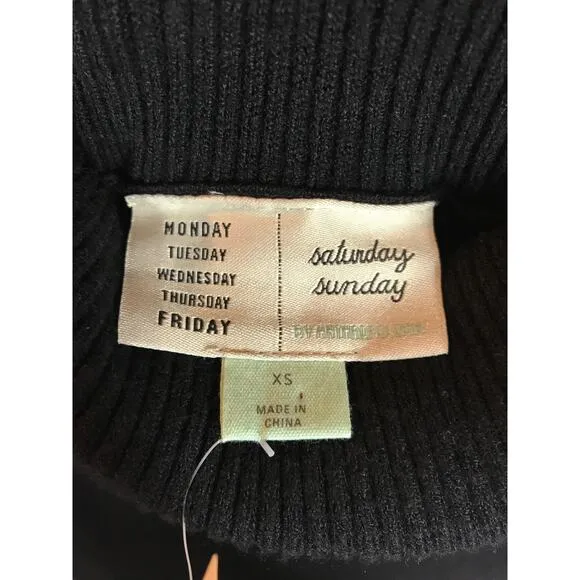 Saturday Sunday Anthropologie NWT XS Ribbed Black Sweater Dress Minimalist