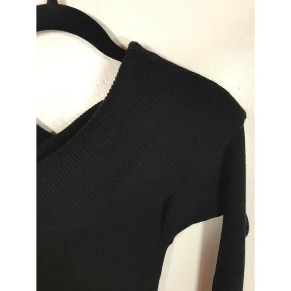 Saturday Sunday Anthropologie NWT XS Ribbed Black Sweater Dress Minimalist