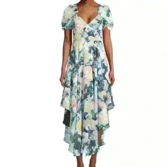 SAU LEE Georgia Dress Size 8 NWT Floral Luxury Wedding Flowy Bohemian Tropical