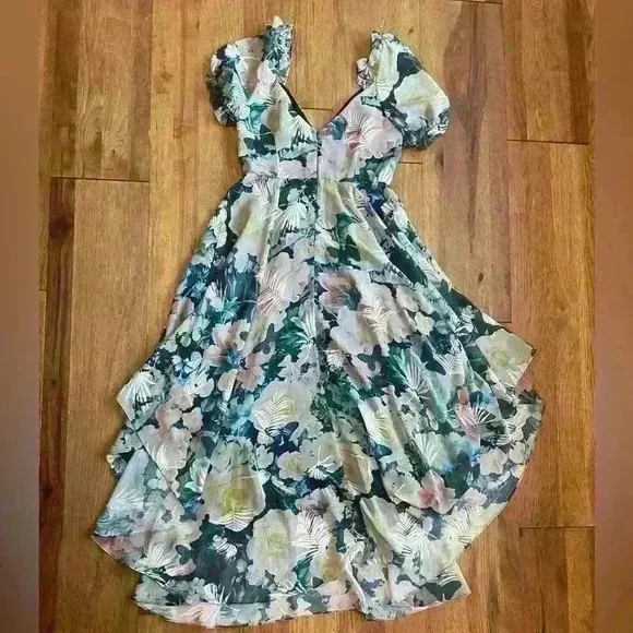 SAU LEE Georgia Dress Size 8 NWT Floral Luxury Wedding Flowy Bohemian Tropical