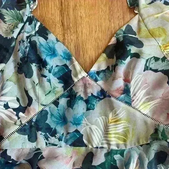SAU LEE Georgia Dress Size 8 NWT Floral Luxury Wedding Flowy Bohemian Tropical