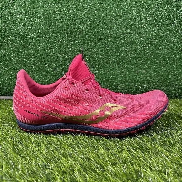 Saucony Havok XC Mens 10 Pink Gold‎ Running Athletic Track Spikes Shoes New