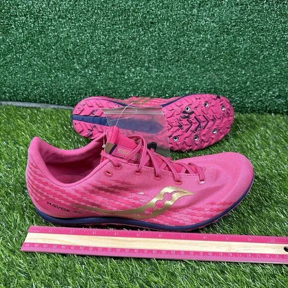 Saucony Havok XC Mens 10 Pink Gold‎ Running Athletic Track Spikes Shoes New