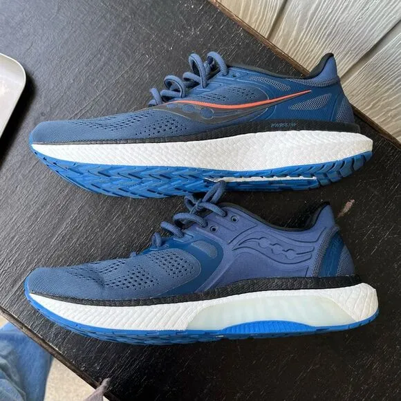 Saucony Hurricane 23 Running Shoes Men's 10.5 Blue/Black White Sole Worn Once