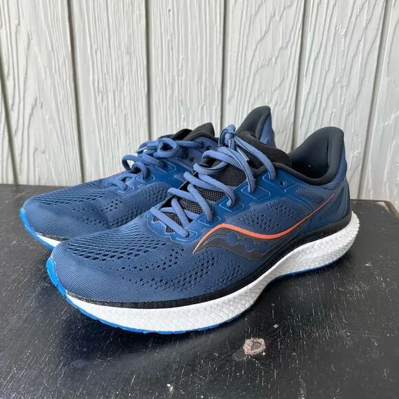 Saucony Hurricane 23 Running Shoes Men's 10.5 Blue/Black White Sole Worn Once
