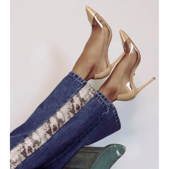 Schutz Cendi Honey Beige Clear Pump Heels Shoes Women's Size 9B Sexy Chic Vogue