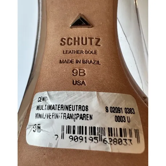 Schutz Cendi Honey Beige Clear Pump Heels Shoes Women's Size 9B Sexy Chic Vogue