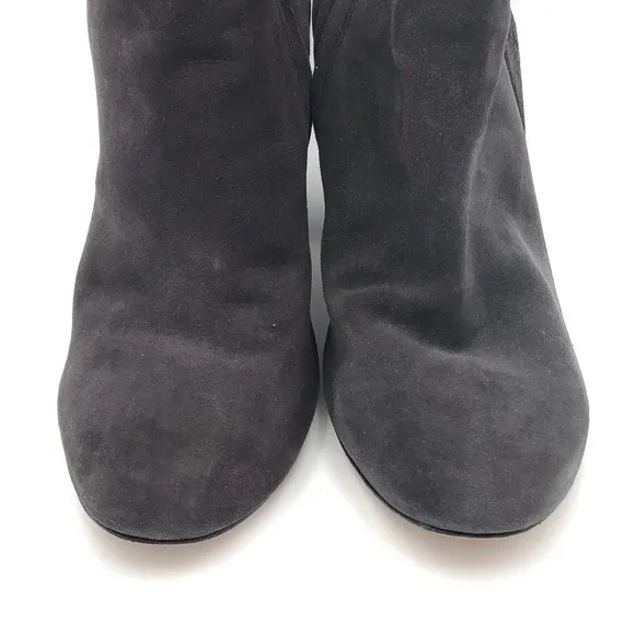 Schutz Dark Grey Suede Block Heel Ankle Boots