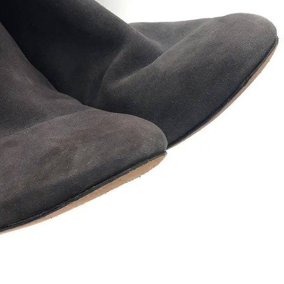 Schutz Dark Grey Suede Block Heel Ankle Boots