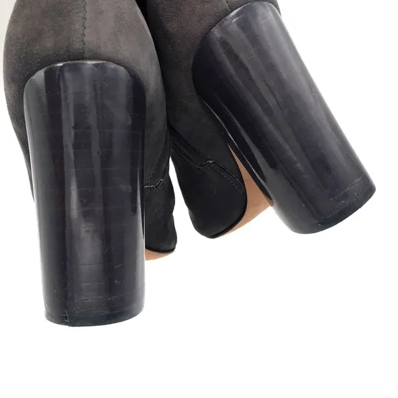 Schutz Dark Grey Suede Block Heel Ankle Boots