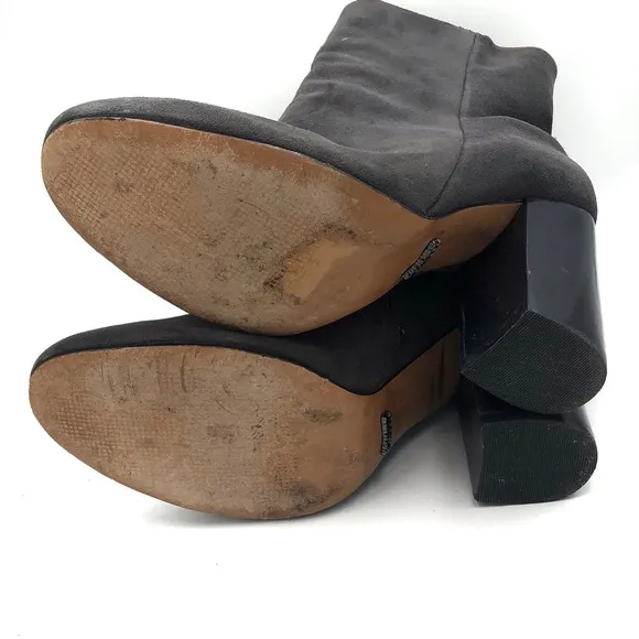 Schutz Dark Grey Suede Block Heel Ankle Boots