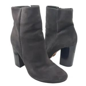 Schutz Dark Grey Suede Block Heel Ankle Boots