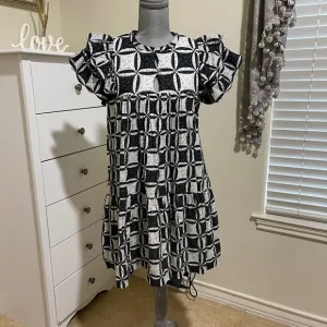 Sea New York Designer Women Dress in Black and Off-white Print
