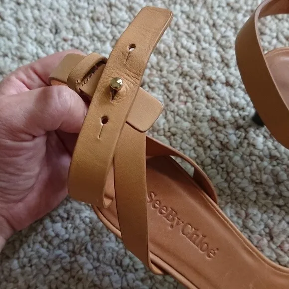 SEE BY CHLOE hera gold tone Ankle Strap Pump size 37