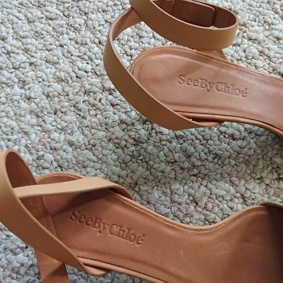 SEE BY CHLOE hera gold tone Ankle Strap Pump size 37
