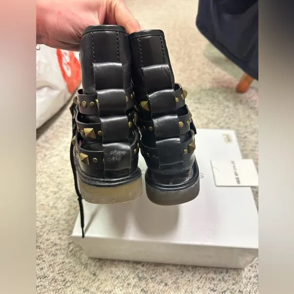 See by Chloe Leather Studded Chelsea Combat Ankle Boots