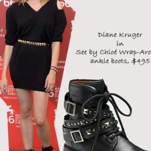 See by Chloe Leather Studded Chelsea Combat Ankle Boots