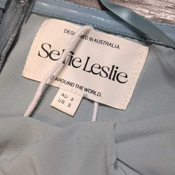 Selfie‎ Leslie Ma Jolie Light Blue Strapless Midi Dress Size Small