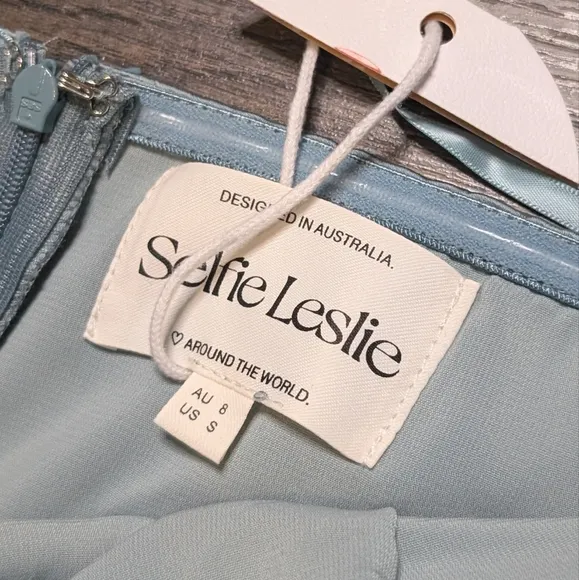 Selfie‎ Leslie Ma Jolie Light Blue Strapless Midi Dress Size Small