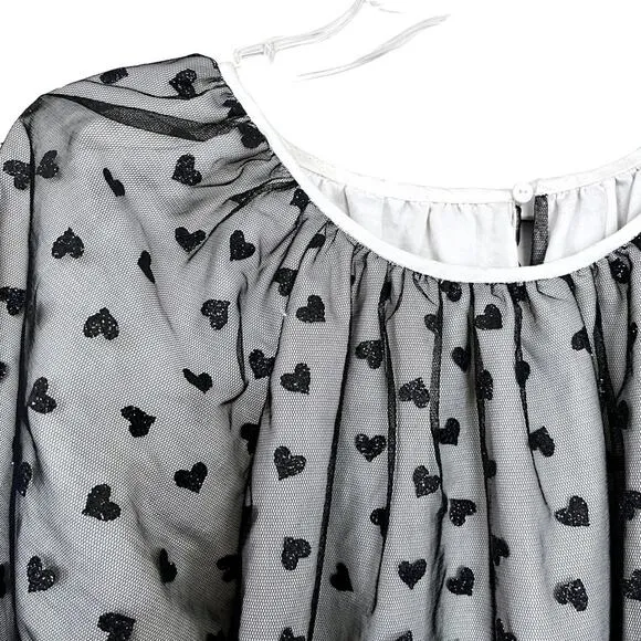 SENORITA LEMONIEZ - Gloria black white tulle tiny hearts designer dress size 14