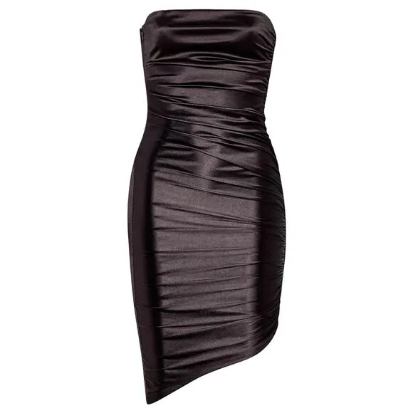 SER.O.YA Malakai Short Prom Hoco Dress Large Black Bodycon Minimalist Formal NWT