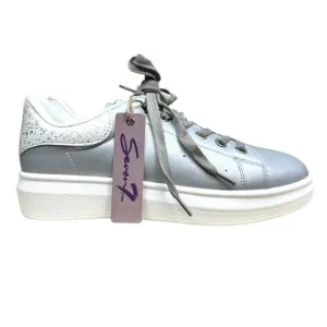 Seven 7 Womens Sneaker Miki Metallic Silver Cushioned Low Top Lace Up Size‎ 9