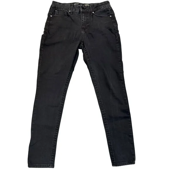 Seven7 Skinny Black Stretch Denim Jeans High Rise Casual Chic Edgy Vibe Size 8