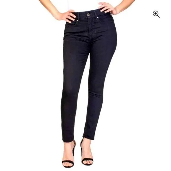 Seven7 Skinny Black Stretch Denim Jeans High Rise Casual Chic Edgy Vibe Size 8