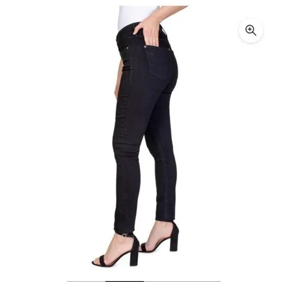 Seven7 Skinny Black Stretch Denim Jeans High Rise Casual Chic Edgy Vibe Size 8