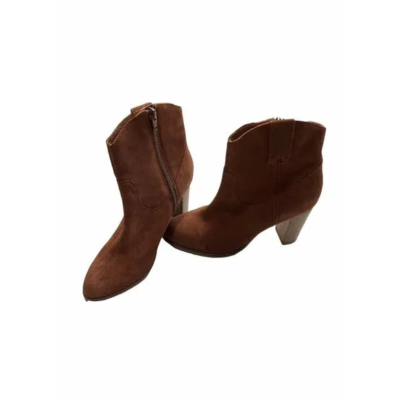 Seychelles Lori Penny Women's Western Ankle Boots Cognac Suede Size 7