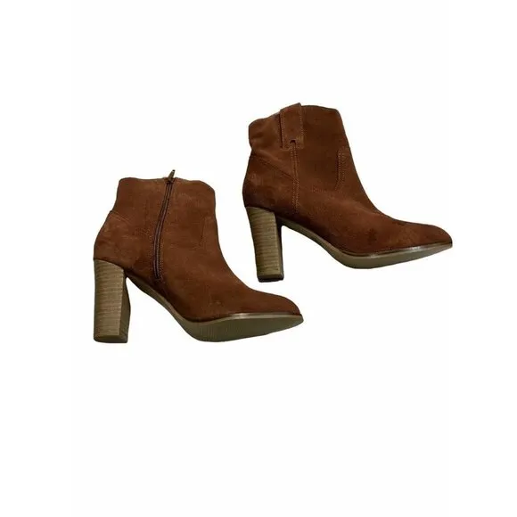 Seychelles Lori Penny Women's Western Ankle Boots Cognac Suede Size 7