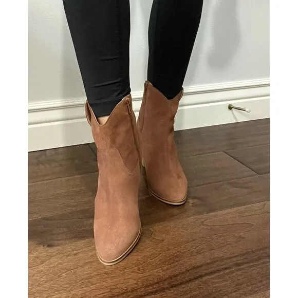 Seychelles Lori Penny Women's Western Ankle Boots Cognac Suede Size 7