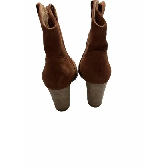 Seychelles Lori Penny Women's Western Ankle Boots Cognac Suede Size 7