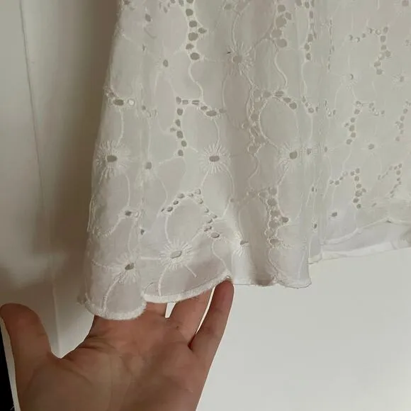 Sezane Carolane White Shift Dress Mini Sz 38 / US 4 6  French Minimalist Lace