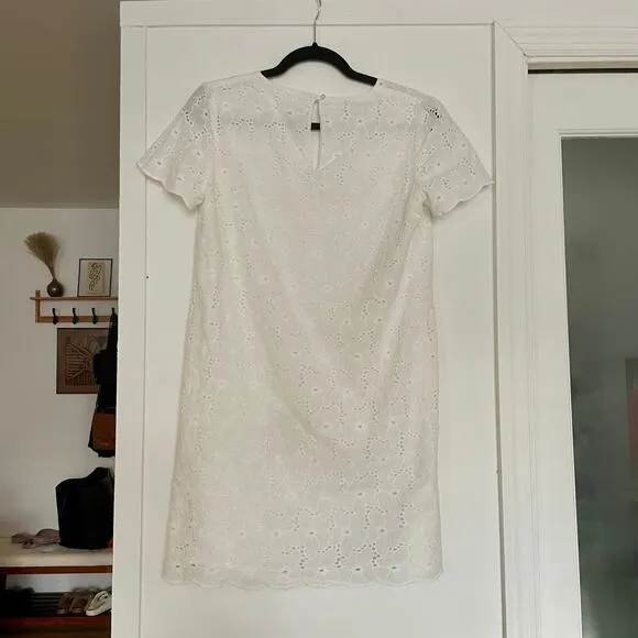 Sezane Carolane White Shift Dress Mini Sz 38 / US 4 6  French Minimalist Lace