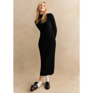 Sezane Katrina Knit Dress Black