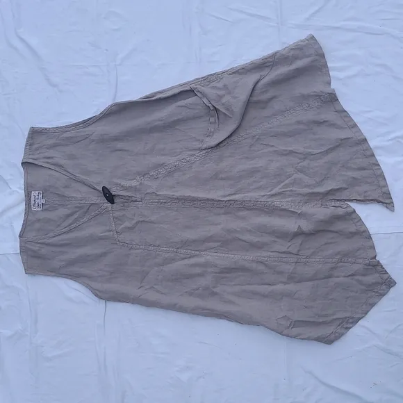 Shepherd 's Linen Clothing Taupe dress sleeveless minimalist medium lightweight
