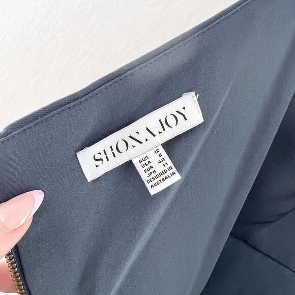 Shona Joy Gray Halter Dress 8 Knot Draped Halter Midi Dress Charcoal Gray Luxury